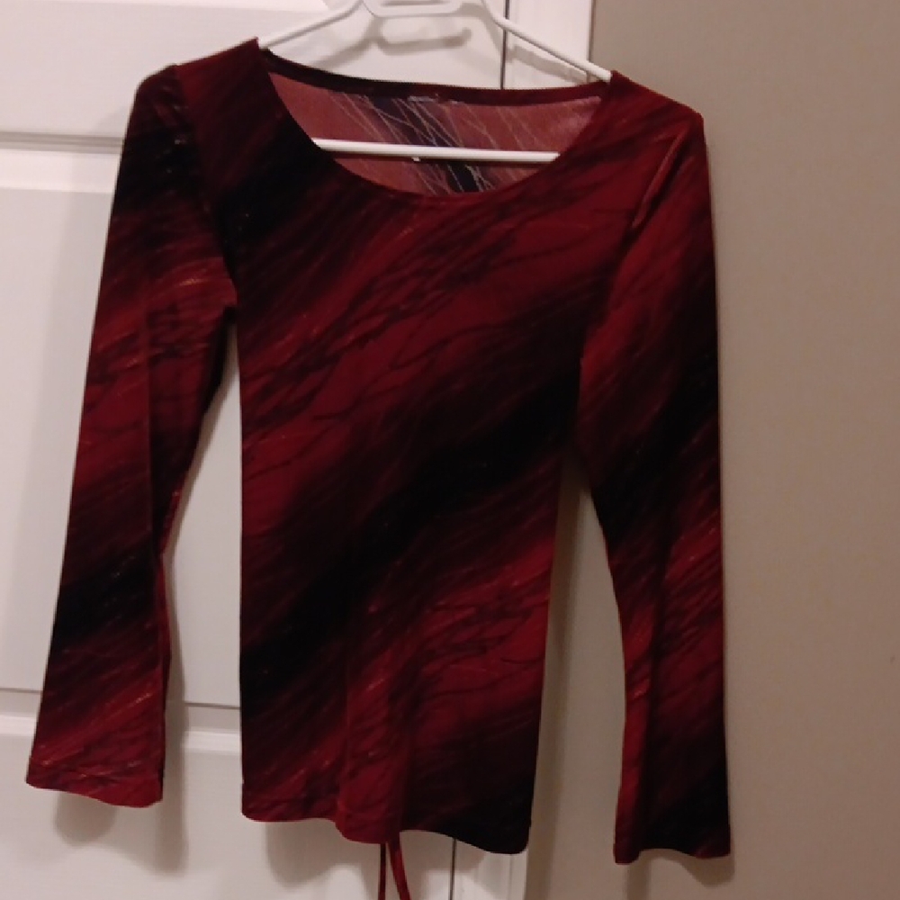 Red Women's Velvet Top With A Tie In The Back